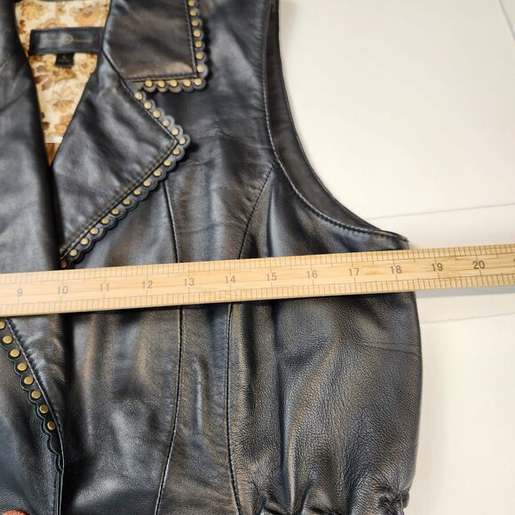 Wilsons Women's Leather & Suede Vest Whimisgoth Black Studded Biker size Large - Picture 7 of 12